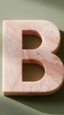 Casting Light on Polished Pink Marble Letter B on Green Tabletop Vertical Video