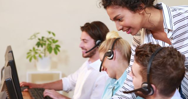 Customer Support Team Working Together at Call Center - Download Free Stock Images Pikwizard.com