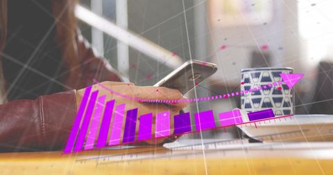 Digital financial data processing with smartphone and projection