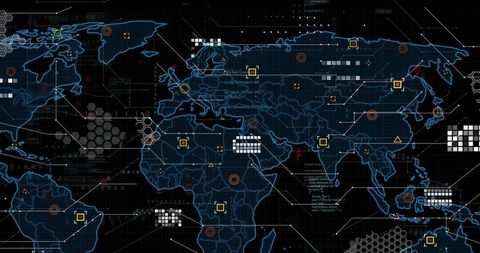Futuristic Global Network with Digital Data Markers