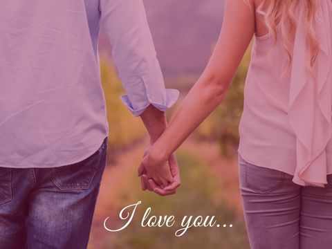 romantic couple holding hands in tranquil setting - Download Free Stock Templates Pikwizard.com