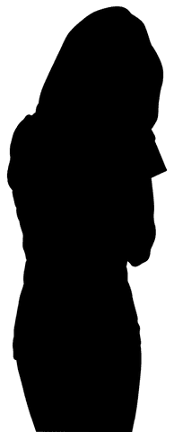 Elegant woman silhouette with long hair on transparent background