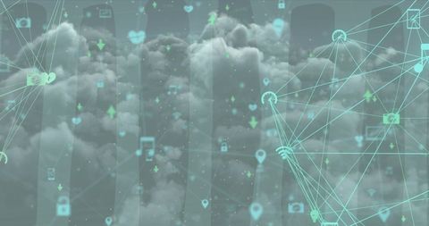 Digital Cloud Network Icons Interconnected Overlay - Download Free Stock Images Pikwizard.com