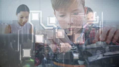 Kids Interacting with Futuristic Technology Interface