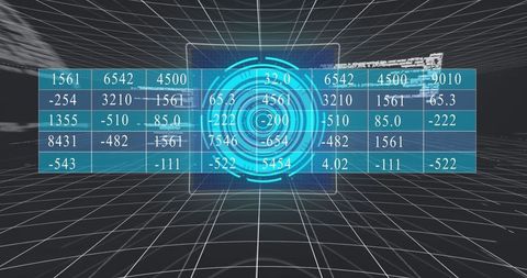 Futuristic holographic hud display with data visualization