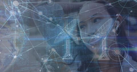 Woman Connected to Global Network Mixing Reality and Technology - Download Free Stock Images Pikwizard.com