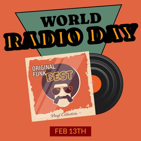 World Radio Day Retro Vinyl and Funky Music Celebration Design - Download Free Stock Templates Pikwizard.com