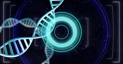 Digital DNA Strand Spinning with Data Interface - Download Free Stock Images Pikwizard.com
