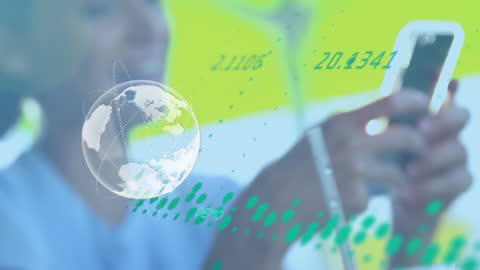 Digital Global Network with Graphs Around Smartphone