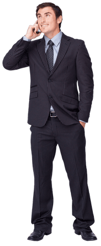 Caucasian Businessman Smiling on Phone Transparent Background
