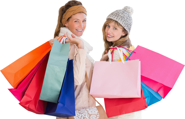 Transparent Women Smiling with Colorful Shopping Bags at Mall - Download Free Stock Videos Pikwizard.com