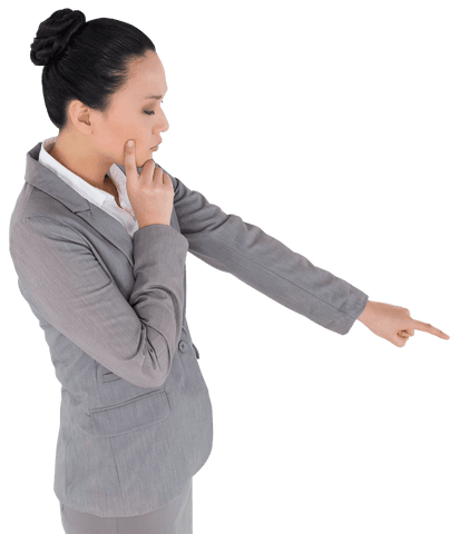 thoughtful business woman pointing on transparent background - Download Free Stock Videos Pikwizard.com