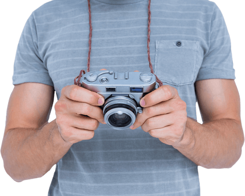 man holding vintage camera on transparent background - Download Free Stock Videos Pikwizard.com