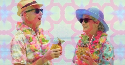 Happy Senior Couple Celebrating World Cocktail Day with Pineapple Drinks - Download Free Stock Images Pikwizard.com
