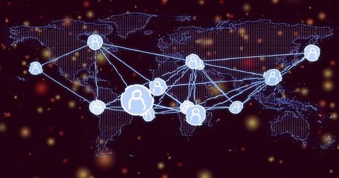 Digital Global Connectivity with Networked Avatar Icons Overlay