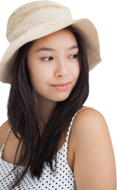 Woman with Transparent Background Wearing Straw Hat Looking Away - Download Free Stock Videos Pikwizard.com