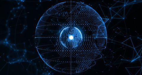 Digital Sphere of Glowing Blue Particles with Networked Lines - Download Free Stock Images Pikwizard.com