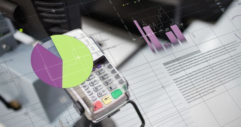 Financial Data Analytical Overlay on Payment Terminal - Download Free Stock Images Pikwizard.com