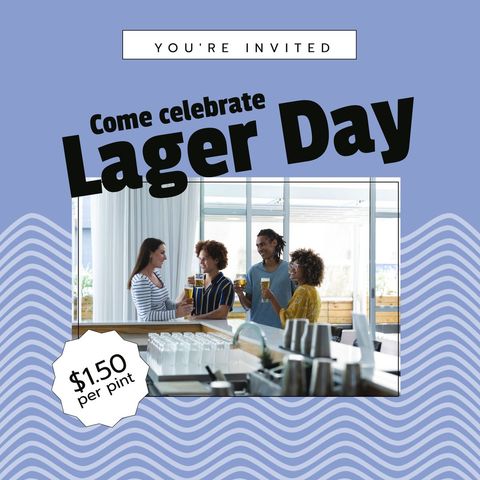 Friends celebrating lager day at a festive gathering