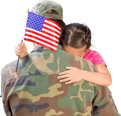 transparent reunion of soldier hugging young daughter - Download Free Stock Videos Pikwizard.com