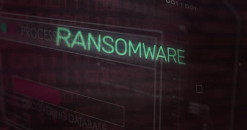 Ransomware Alert Over Digital Binary Background