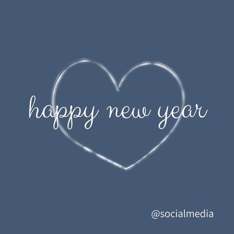 Minimalist New Year Greeting with Heart Outline - Download Free Stock Templates Pikwizard.com