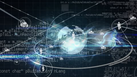 Global Connectivity Over Digital World Map and Icons