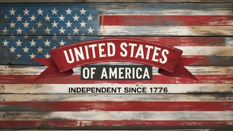 Vintage American Flag with Patriotic Ribbon Banner