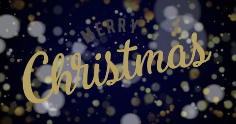 Festive christmas greeting with falling snow and glowing dots