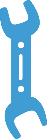 Blue Spanner Icon on Transparent Background