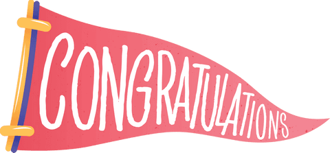 Flag with Congratulations Text on Transparent Background