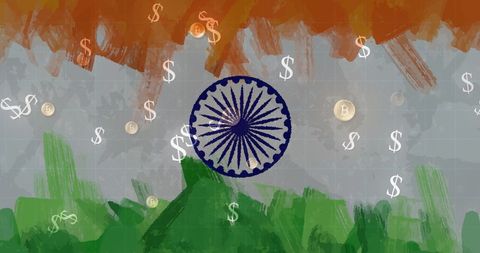India Flag with Dollar Symbols Depicting Financial Growth