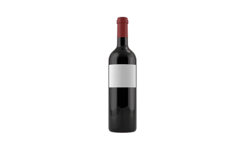 Red wine bottle on transparent background for celebrations and branding