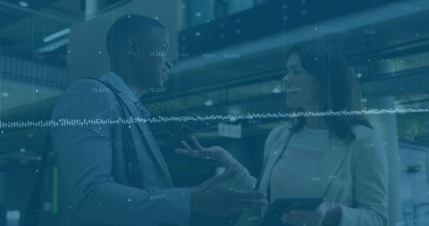 Diverse Professionals Discussing Global Financial Data Analytics