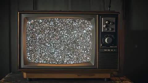 Rustic CRT Television Displaying Static in Dimly Lit Room