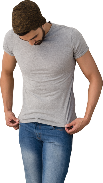 Casual Fashion Man in Jeans and Beanie Posing Transparent Background - Download Free Stock Videos Pikwizard.com