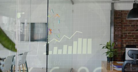 Modern Office with Digital Financial Charts Overlay - Download Free Stock Images Pikwizard.com
