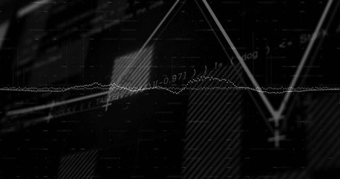 Futuristic data dashboard with waveform and v-shaped graph