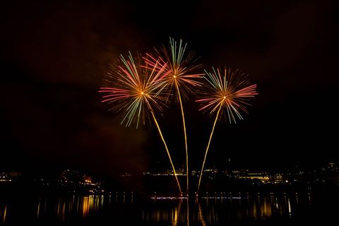 Stunning Fireworks Display Lighting Night Sky Over Water