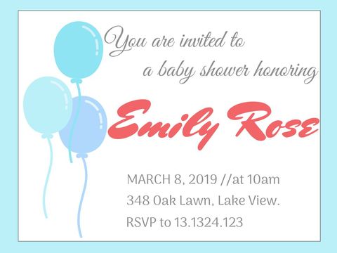 elegant baby shower invitation with pastel balloons - Download Free Stock Templates Pikwizard.com