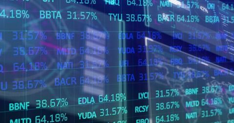 Digital screen with financial data and trends analysis