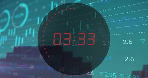 Digital Timer Overlay on Financial Data Charts Visualization - Download Free Stock Images Pikwizard.com