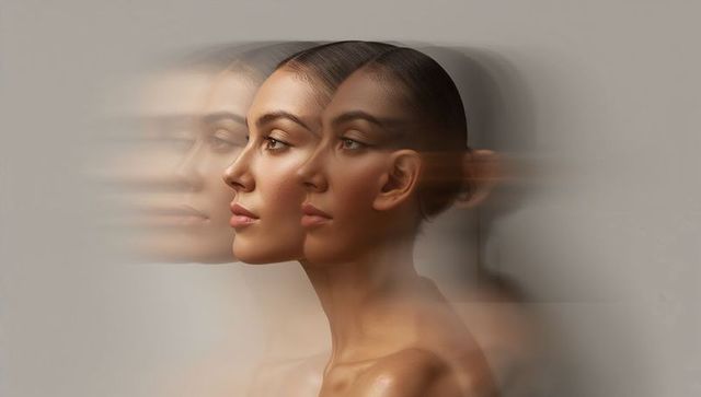 Ethereal motion blur portrait of middle eastern woman