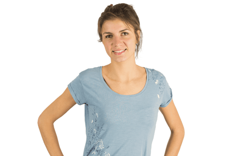 transparent cutout of smiling brunette in casual blue shirt - Download Free Stock Videos Pikwizard.com