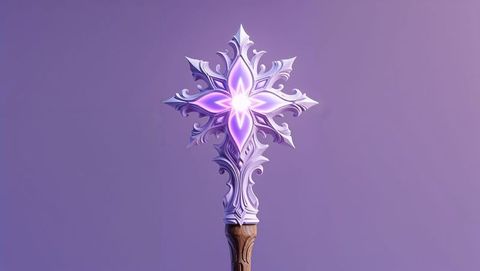 Ornate fantasy staff with glowing cross design