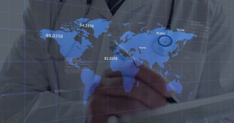 Doctor Analyzing Global Medical Data on Digital Interface