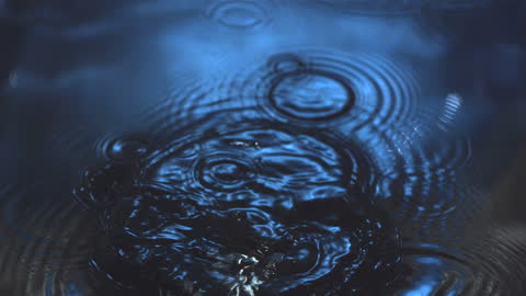 Water Ripples Creating Mesmerizing Pattern in Deep Blue Light
