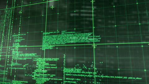 Abstract Green Code Background in Tech Style Grid