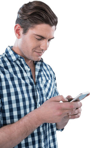 man using mobile phone isolated on transparent background - Download Free Stock Videos Pikwizard.com