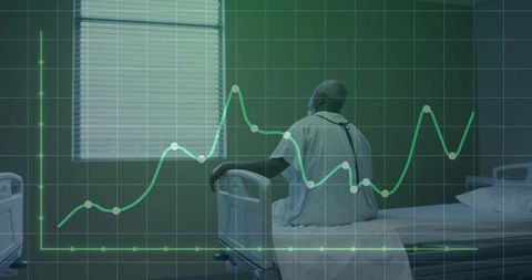 Elderly patient and medical data insights in hospital room